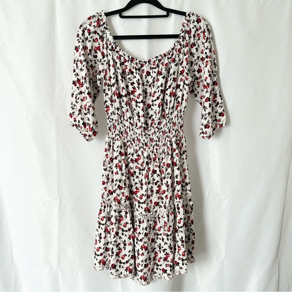 JustFab Red and Black Floral Midi Dress